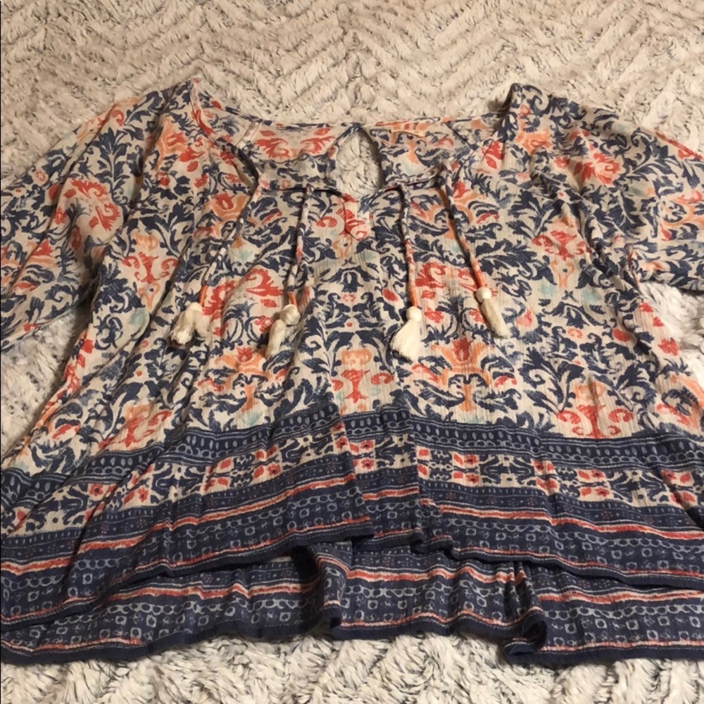printed 3/4 sleeve top